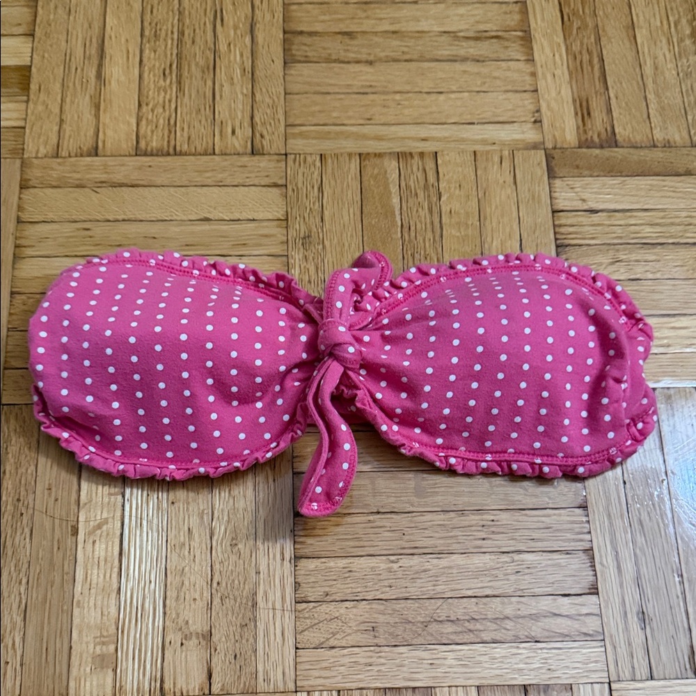 Pink Polka Dot Bandeau Top